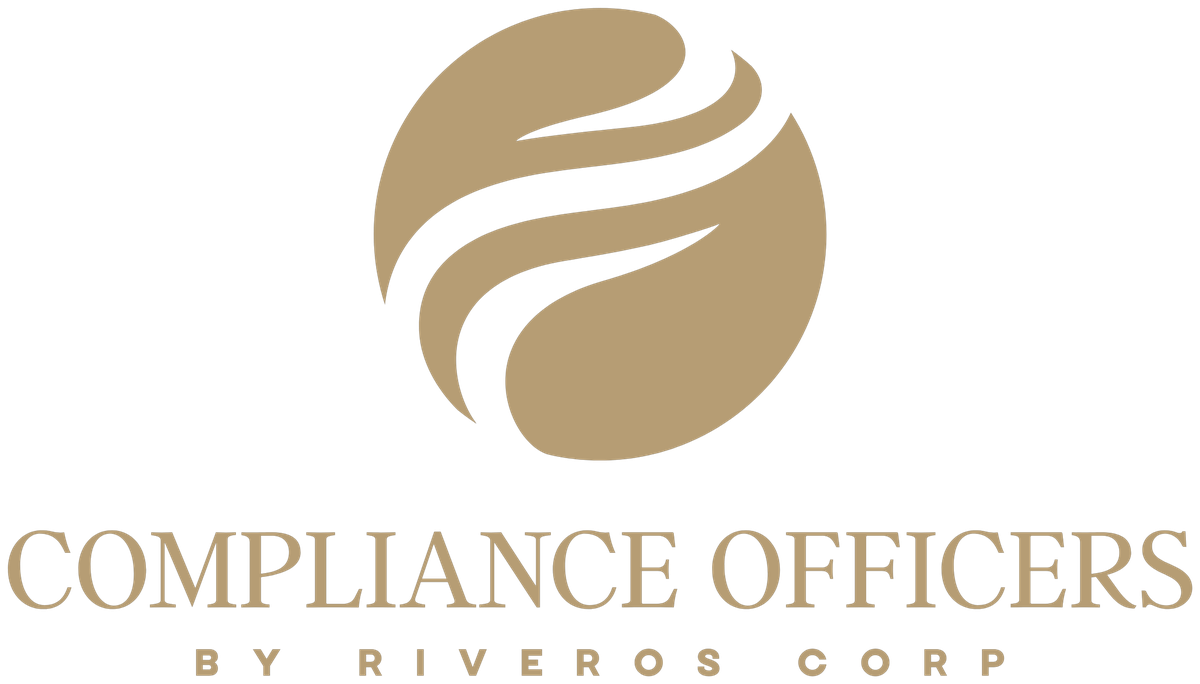 Compliance Officers by Riveros Corp — logo en dorado