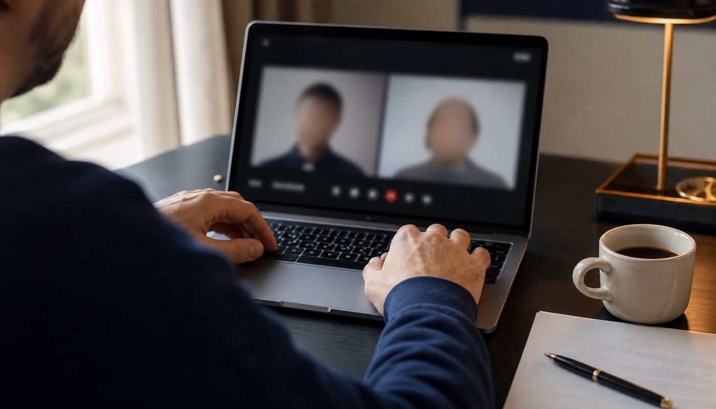 Signer joining an online notarization session by live video from home